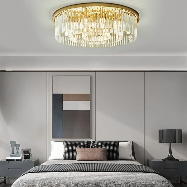 Loftlampe, Elegant Krystal Design, Alsidig til Ethvert Rum,Beige, Neutral Lys