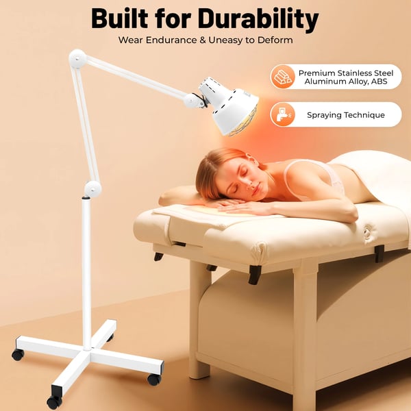 Infrarød Varmlampe, Justerbar Temperatur, Bærbart Design,HVID