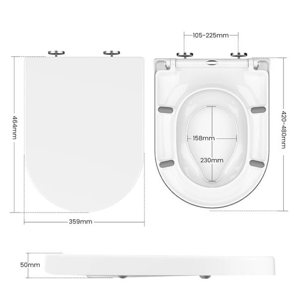 WC-istuin, pehmeä sulku, nopea irrotus helppoa puhdistusta varten,VALKOINEN