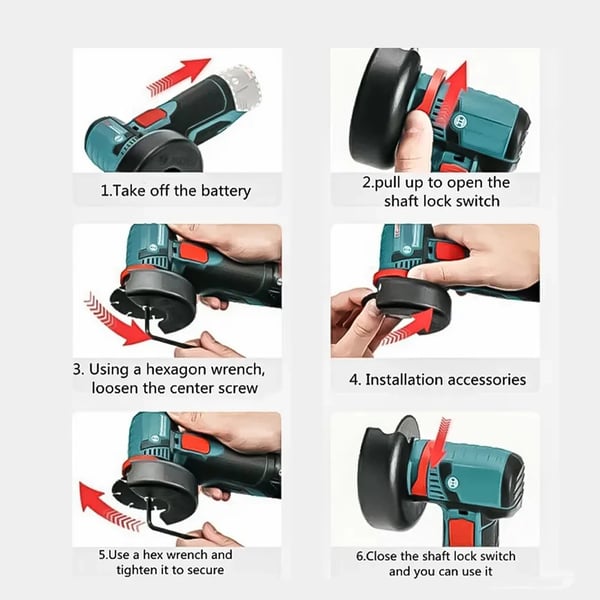 Vinkelsliber, Høj Moment Motor, Trådløs Design,Med 1 batteri