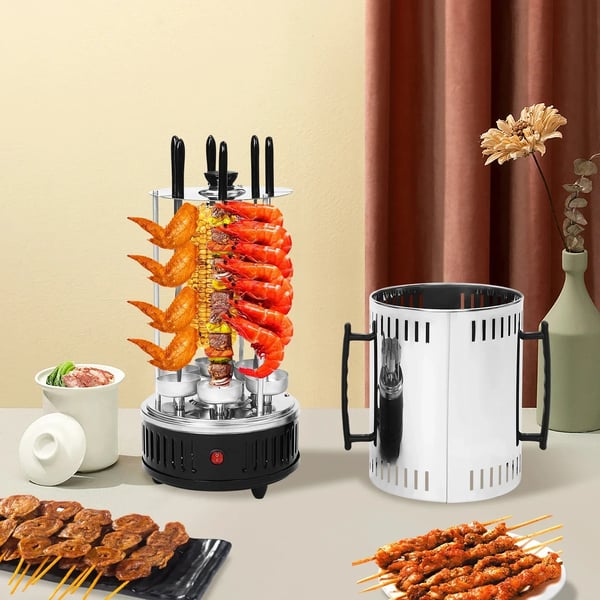 Elektrisk Grill, Vertikal Rotisserie, 6 Spyd,sort