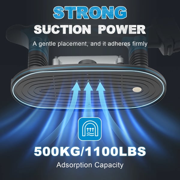 Fliseinstallationsværktøj, 500 kg adsorptionskapacitet, 100-24000 RPM vibrationsfrekvens, 28 x 15 cm sugekop, 9 gearindstillinger