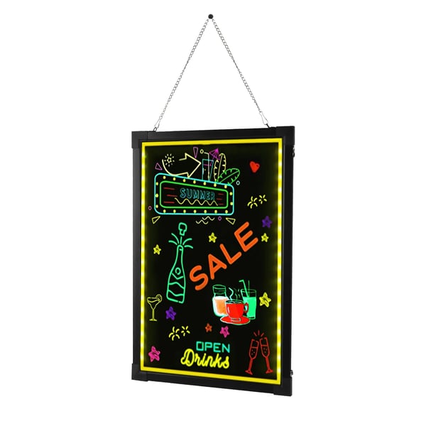 LED Skilt, 18 Lystilstande, Vægbeslag Design,Sort, 24x32in