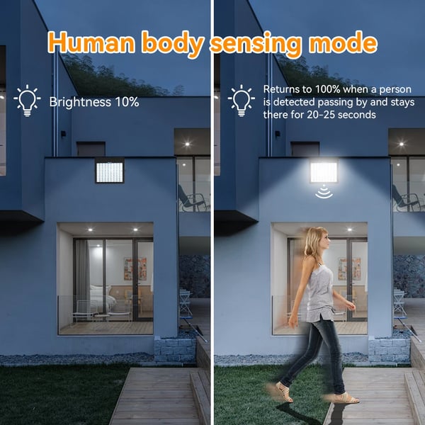 Aurinkoenergia LED-ulkovalo, IP65 vedenkestävä, himmennettävä toiminto, kylmä valkoinen