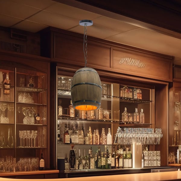 Retro vinfad pendellampe, justerbar højde, unikke teksturer, velegnet til forskellige rum,TRÆ
