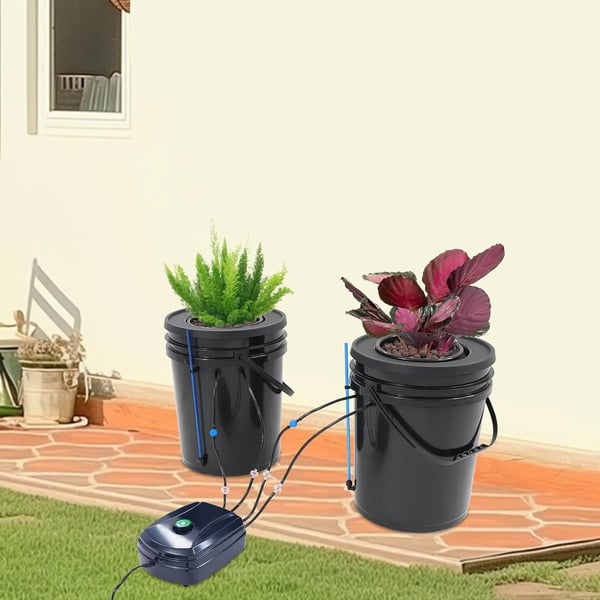 Hydroponisk Vækstsysten, 2 Plantere, 18,93L Kapacitet Hver, 12W Luftpumpe, Støjniveau 50dB, Dimensioner 30cm x 38cm