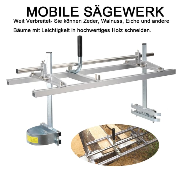 Kædesavsmølle, 36 tommer skinne længde, Kompatibel med 14-36 tommer kædesave, Planketykkelse op til 30 cm, Holdbar aluminium- og stål konstruktion