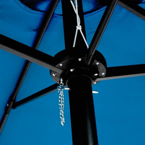 Patio Parasol, 14,8 ft Dækning, Robust Stål Ribber,Blå