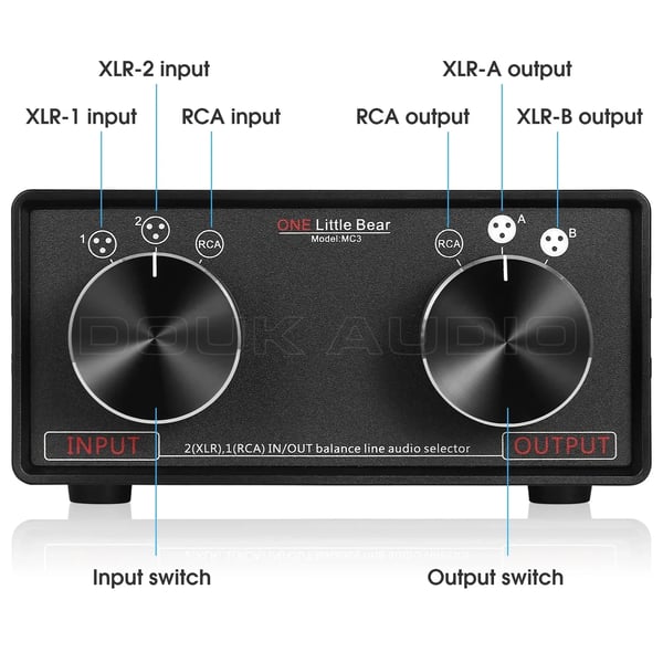 Audio Vælger, 3-IN-3-OUT, Metalhus