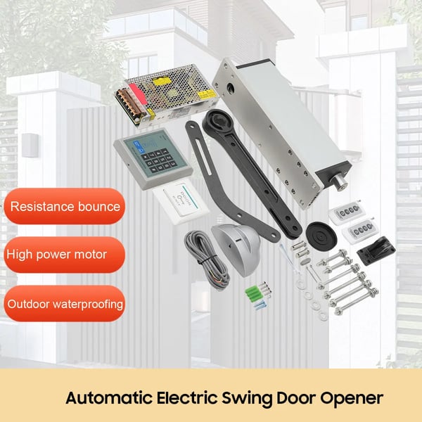Automatisk Døråbner, Aluminiumlegering & Rustfrit Stål, Åbningsvinkel 90°, Strømforsyning DC24V, Nominel Effekt 25W, Justerbar Hastighed 1-9 Gear