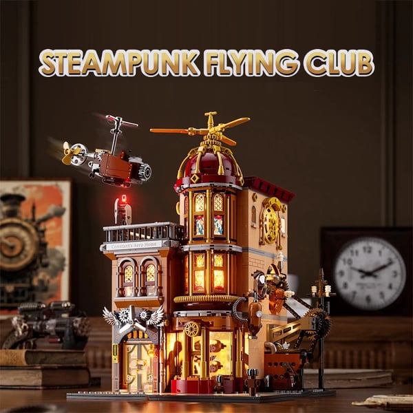 Steampunk Flyveklub Husmodel, 1858 Dele, Miljøvenlige Materialer,med tal