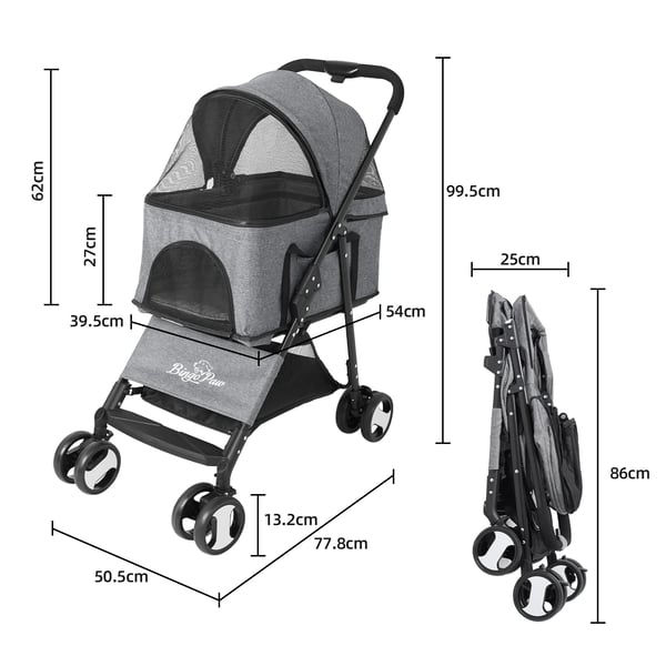 Kæledyrsbærer, Høj Vægtkapacitet, Nem Sammenfoldelig Design,GRÅ