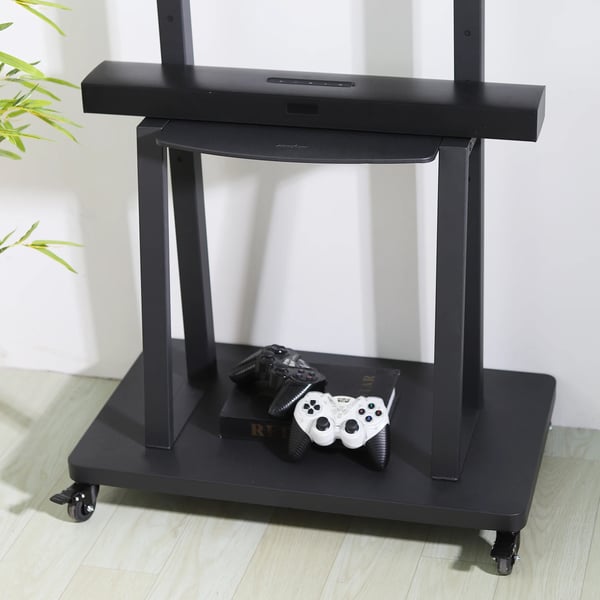 TV Gulvstand, Justerbar Højde, Rullende Design,sort