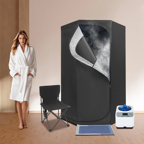 Damp Sauna Telt, 1350W Effekt, Rummelig Pentagonal Design, Bærbar til Hjemmebrug, Hurtig Opvarmning, Designet til 1 Bruger