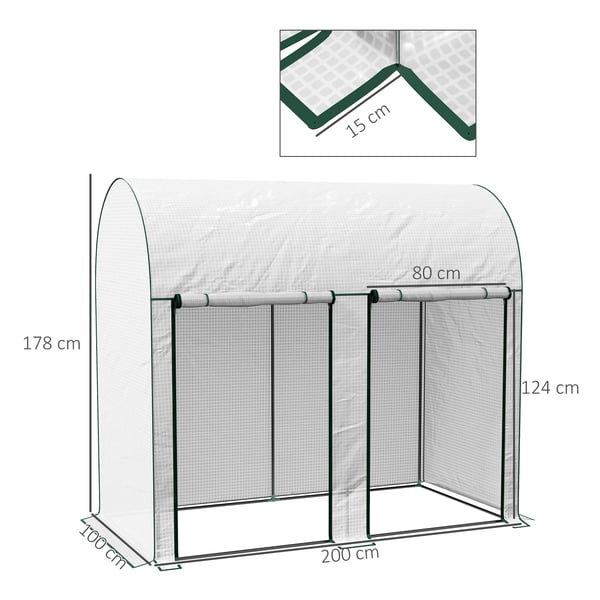 Drivhus, PE Presenning Materiale, 200 x 100 x 178 cm Dimensioner, Egnet til Klatreplanter, Vandtæt Design, 2 Rullende Døre