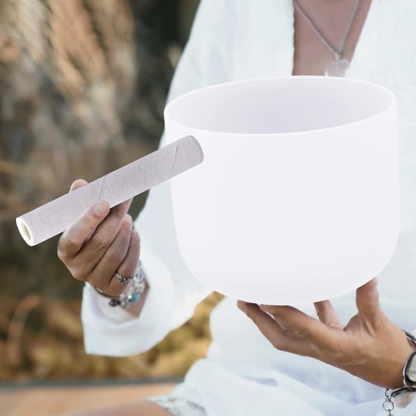 Krystal Syngeskål, Lydhealing, Meditationshjælp,Hvid