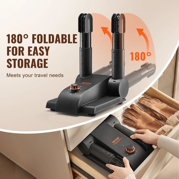 VEVOR Sko Tørrer, 170W Effekt, 180° Foldbart Design,2 Rør