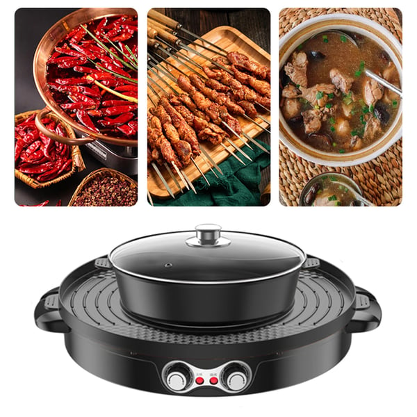 Elektrisk Hot Pot, Dobbelt Madlavningsmuligheder, Stor Serveringskapacitet,sort