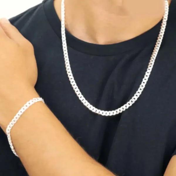 Halskæde- og Armbåndsæt, Trendy Design, Hypoallergeniske Materialer,sølvfarvet, sølv, 60cm