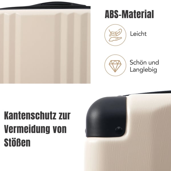 Hårdt Skals Kuffert, ABS Plast, 56,5 x 37,5 x 22,5 cm, 4 Glatte 360° Spinner Hjul, TSA-godkendt Lås, Rummelig Indvendig