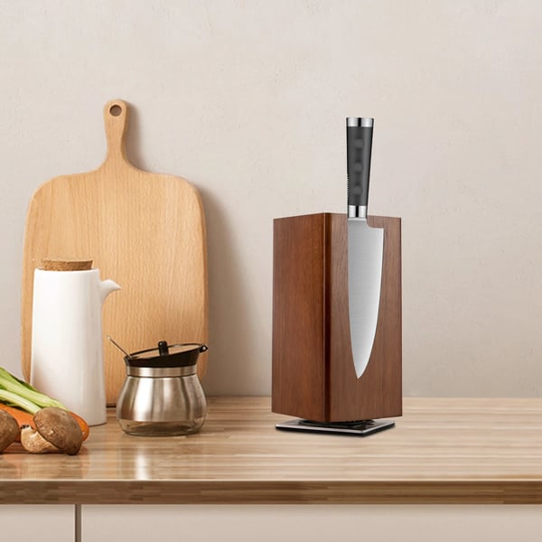 Magnetisk Knivblok, Holdbare Materialer, 360° Rotation,Brun