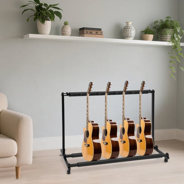 Guitar Stativ, Holder Op Til 9 Guitarer, Robust Jernkonstruktion,sort