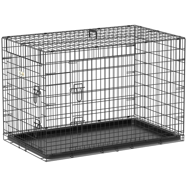 Hundtransportbur, metallkonstruktion, medelstor rasstorlek, 92 x 57 x 62,5 cm, Svart
