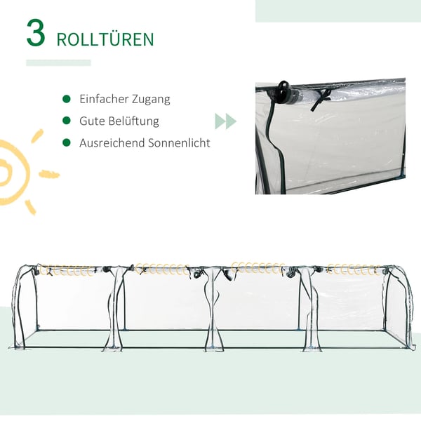 Drivhus, Stålramme, Vandtæt Plastdække,HVID