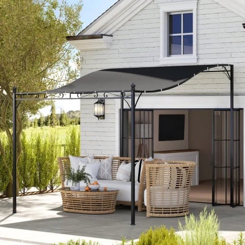 Udendørs Pavillon, 180gsm Polyester, 248L x 298B x 200/250H cm, Søjleafstand: 238L x 287B cm, Pulverlakeret Metal, Fritstående Gazebos