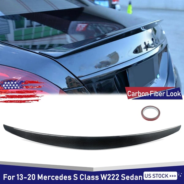 Bakspoilerlip, ABS-plast, kompatibel med Mercedes Benz W222 S450, S560 (2014-2020),kolfiberutseende