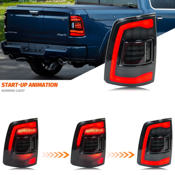 LED Baglygter, 35W, 12V, 3400LM, Dynamisk Animation Sekventiel Blinklys, Kompatibel med Ram 1500 2500 3500 2008-2018