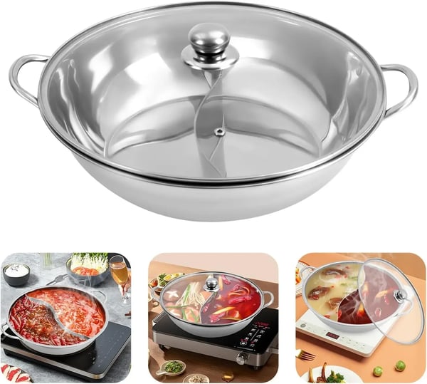 Hot Pot, Rustfrit Stål, Alsidig Madlavningskompatibilitet,sølv