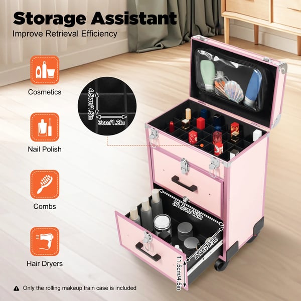 Makeup Organizer, Bärbar Design, Effektiv Förvaring,Rosa