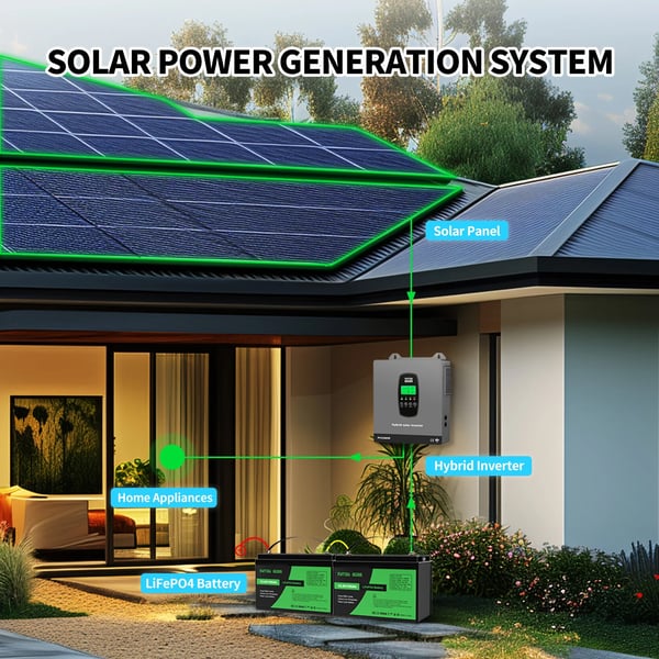 Solhybridomvandlare, 1800W effektutgång, inbyggd MPPT-kontroller,12V, DT-1218M-A-EU, 220-240V