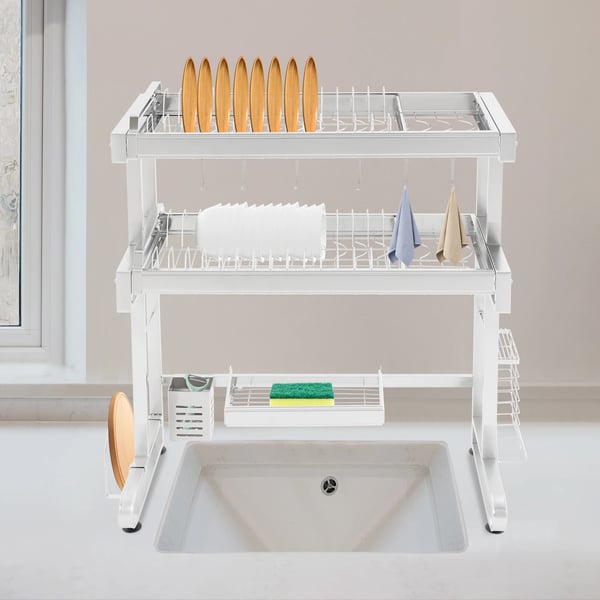 Vaskestativ, 2-lags design, justerbar længde,2-niveau