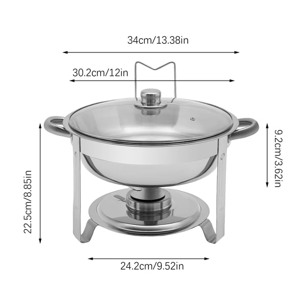 Chafing Dish, Rund, 5.28QT Kapacitet,Sølv