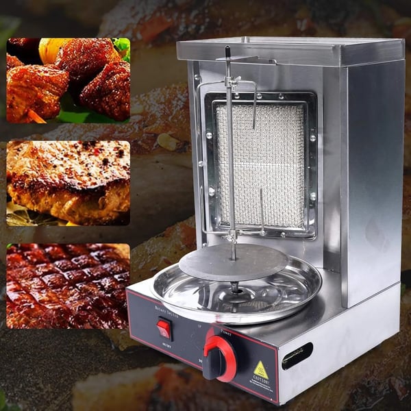 Grillmaskine, 360° roterende, justerbar temperatur,Sølv