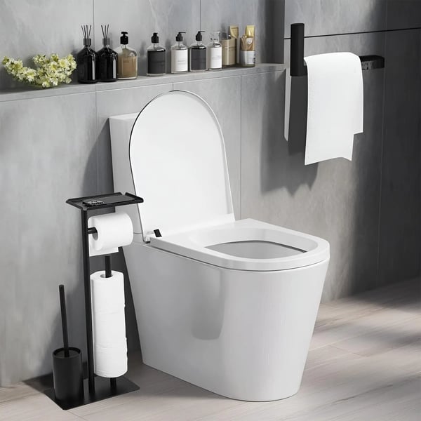 Toiletpapirholder, Rustfrit Stål, Fritstående Design,sort