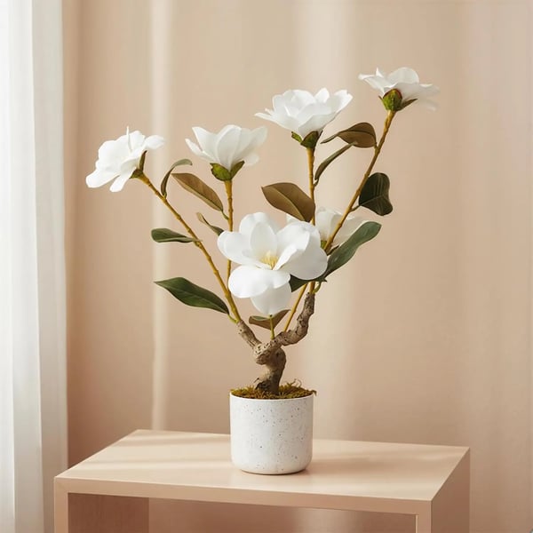 Kunstig Magnolia Træ, Realistiske Blomster, Lav Vedligeholdelse Design,Hvid, 180cm