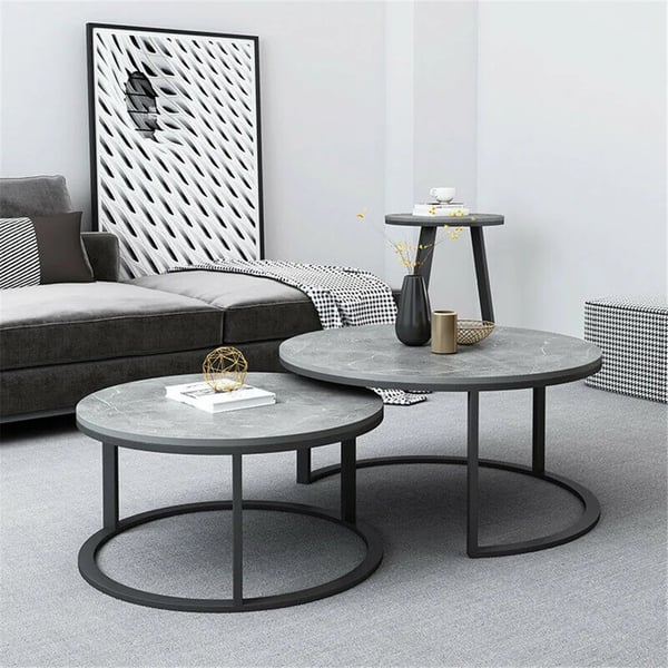 Rund Kaffebord Sæt, Stort Bord 31,5 x 17,7 tommer, Lille Bord 23,6 x 15,7 tommer, Vægtkapacitet 110 lbs, Vægtkapacitet 55 lbs, Moderne Stil