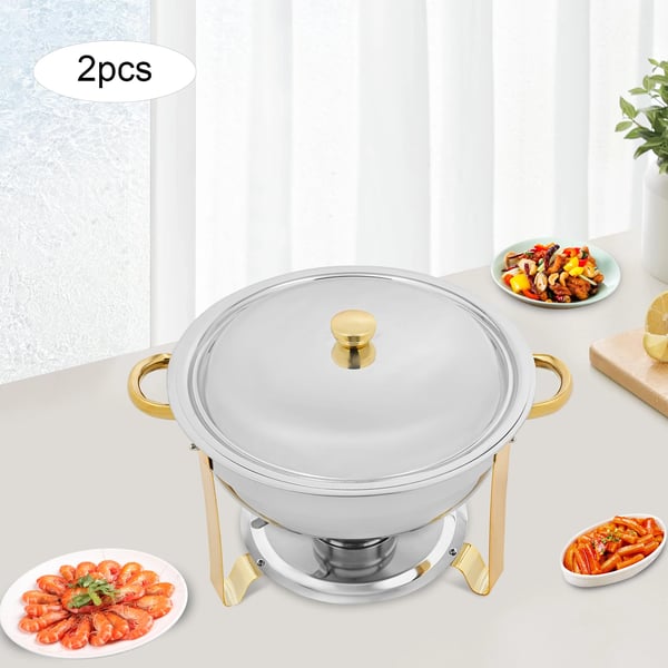 Chafing Dish -setti, 2-osainen, tyylikäs ruostumaton teräsrakenne, HARMAA