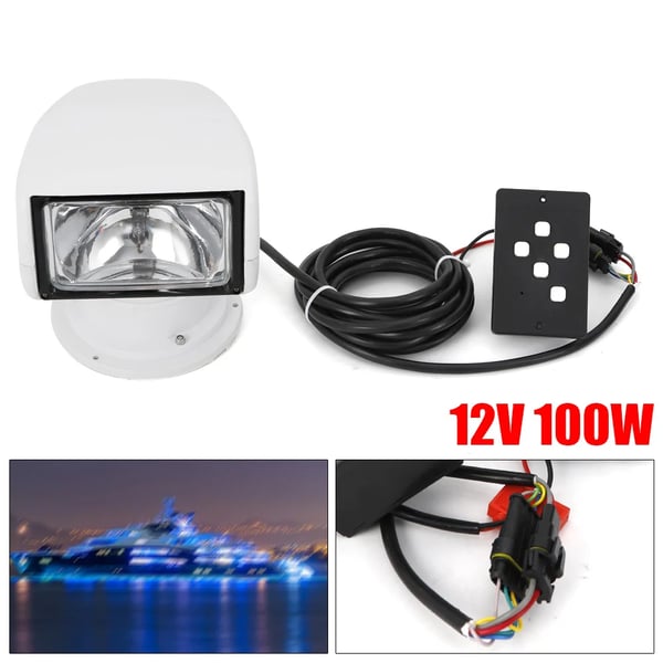 Marine fjernbetjent søgelygte, 100W effekt, 800m lysafstand,HVID