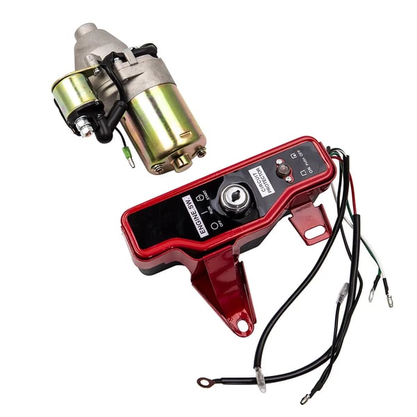 Elektrisk startkit, kompatibelt med Honda GX160 GX200, inkluderer startermotor og tændingsnøglekontakt.