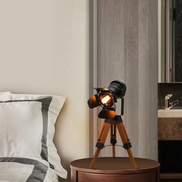 Lattiavalaisin, Vintage Tripod -muotoilu, Säädettävä korkeus,musta