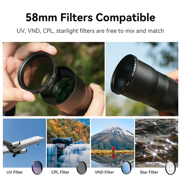 Telefoto Zoom Objektiv, 20x-60x Forstørrelse, Inkluderer Metal Stativ,20 60x zoom objektiv