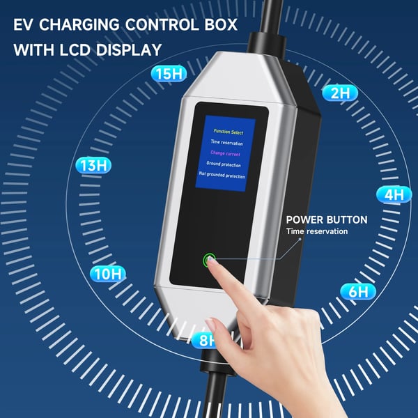 Bærbar EV-lader, Smart App Kontrol, Justerbar Strøm,22kw type2 5m
