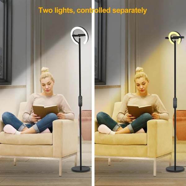 Gulvlampe, Dæmpbar, Fjernbetjening,sort