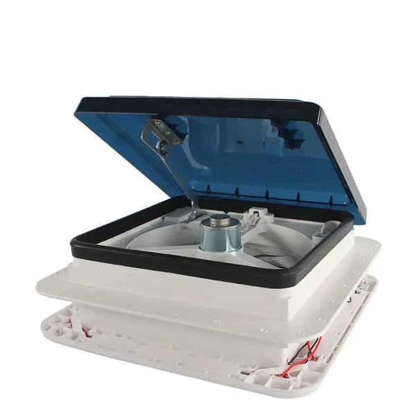 RV-katon tuuletin, käännettävä poistoilma, LED-valo,VALKOINEN