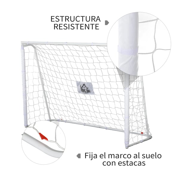 Fodboldmål, Belagt metalramme, 186 x 62 x 123 cm, 10 x 10 cm netstørrelse, Hurtig montering, Velegnet til alle aldre