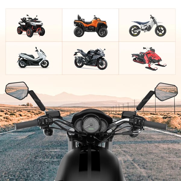 Motorcykel Spejl, Vibration Modstandsdygtig, Justerbar Synsvinkel,sort